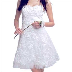 DAVID’S BRIDAL COCKTAIL PARTY ORGANZA EMBROIDERED DRESS